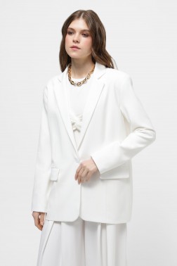 Білий жакет з костюмної тканини з віскозою