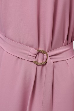 Рожева сукня міді з поясом