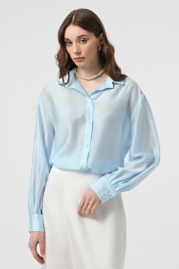 Блакитна oversize сорочка з тенселу 