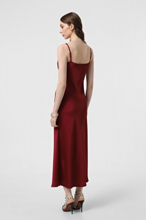 Бордова сукня slip dress із щільного сатину з віскозою