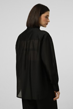 Чорна oversize сорочка з тенселу 