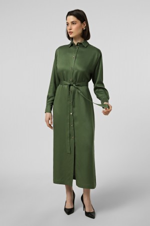 Зелена сукня сорочка з поясом