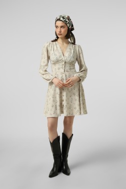 Лляна сукня на дерев'яних гудзиках Цвіт Чебрецю