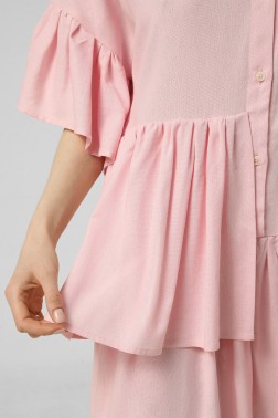 Рожева лляна сукня вільного крою