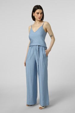 Барвінковий топ на бретелях з віскози 