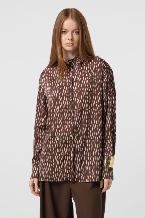 Шоколадна шовкова сорочка Штрихи