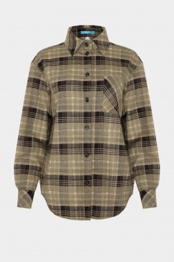 Оливкова сорочка в коричневу клітинку