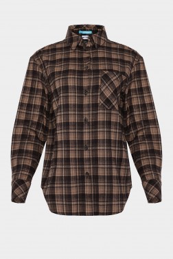 Чорна сорочка в коричневу клітинку