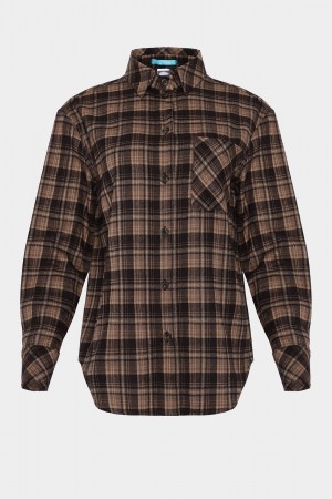 Чорна сорочка в коричневу клітинку