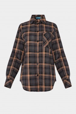  Сливова сорочка в кремову клітинку