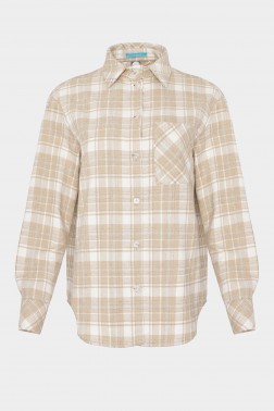 Бавовняна сорочка в бежеву клітинку
