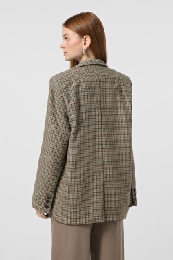 Бежевий двобортний жакет з вовни