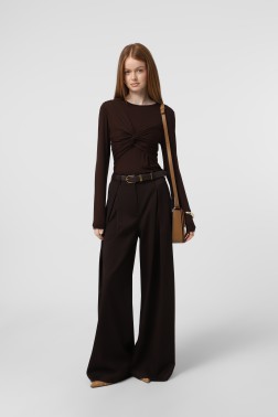 Шоколадні палаццо з костюмної тканини з вовною 