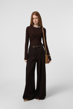 Шоколадні палаццо з костюмної тканини з вовною 