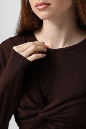 Шоколадний лонгслів з віскози Ballerina