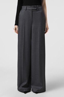 Сірі прямі брюки з костюмної тканини з вовною