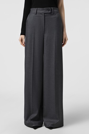 Сірі прямі брюки з костюмної тканини з вовною