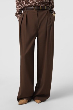 Карамельні брюки прямого крою з костюмної тканини з вовною 