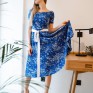 Платье с вырезом лодочки синий василек