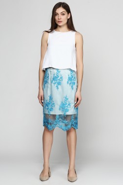 Юбка из синего гипюра