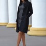 Черное пальто из фактурной шерсти