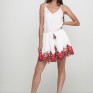 Біла сукня-комбінезон з вишивкою Піони