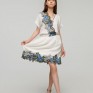 Белое платье с вышивкой синие Пионы