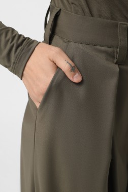 Хакі палаццо з костюмної тканини з вовною