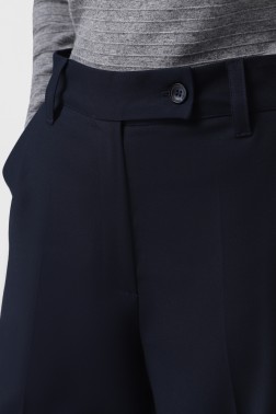 Сині прямі брюки з костюмної тканини з вовною
