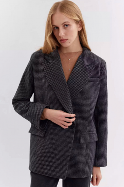 Сірий двобортний жакет з вовни